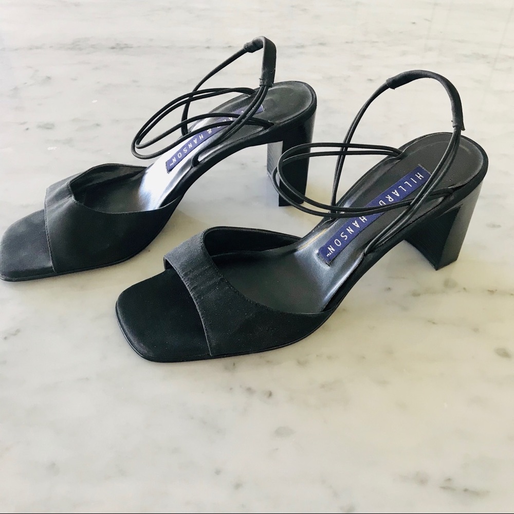 Y2K vintage leather strappy chunky heel sandals